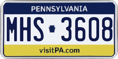 PA license plate MHS3608