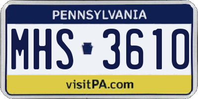PA license plate MHS3610