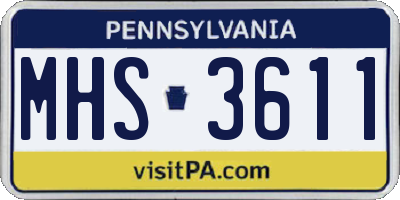 PA license plate MHS3611