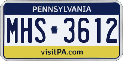 PA license plate MHS3612