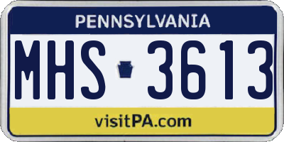PA license plate MHS3613