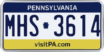 PA license plate MHS3614