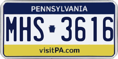 PA license plate MHS3616