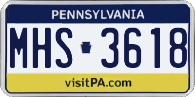 PA license plate MHS3618