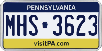 PA license plate MHS3623