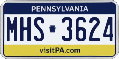 PA license plate MHS3624