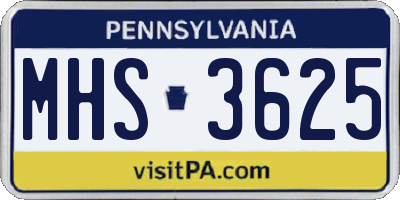 PA license plate MHS3625