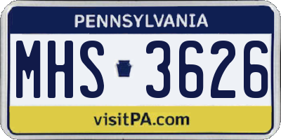 PA license plate MHS3626