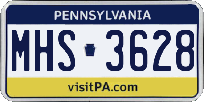 PA license plate MHS3628