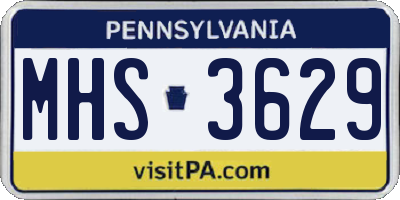 PA license plate MHS3629