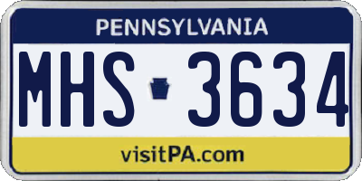 PA license plate MHS3634