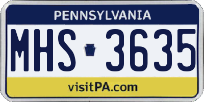 PA license plate MHS3635