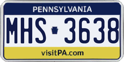 PA license plate MHS3638