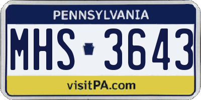 PA license plate MHS3643