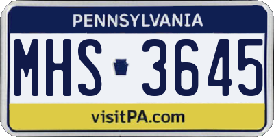 PA license plate MHS3645