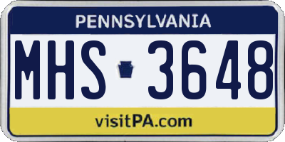 PA license plate MHS3648