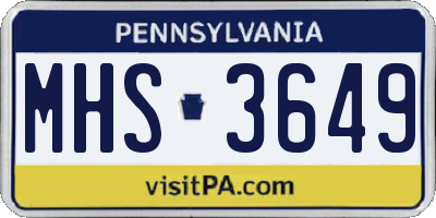 PA license plate MHS3649
