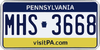 PA license plate MHS3668
