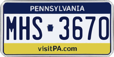 PA license plate MHS3670