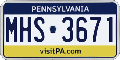 PA license plate MHS3671