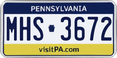 PA license plate MHS3672