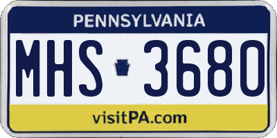 PA license plate MHS3680