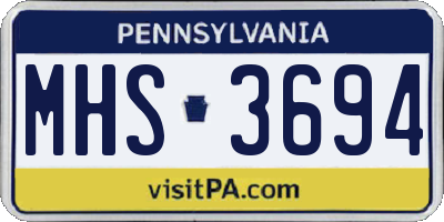PA license plate MHS3694