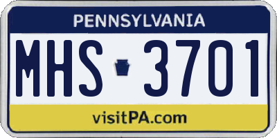 PA license plate MHS3701
