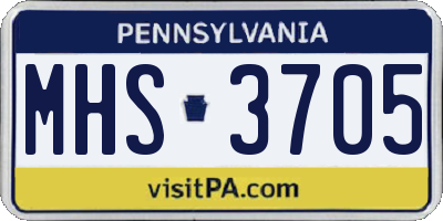 PA license plate MHS3705