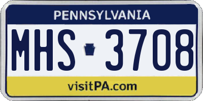 PA license plate MHS3708