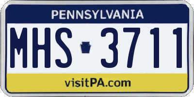 PA license plate MHS3711