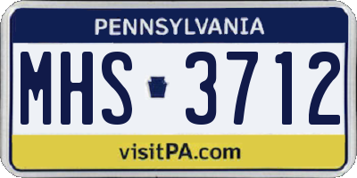 PA license plate MHS3712