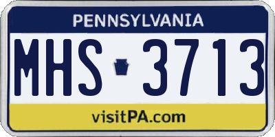 PA license plate MHS3713