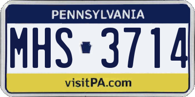 PA license plate MHS3714
