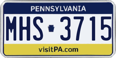 PA license plate MHS3715