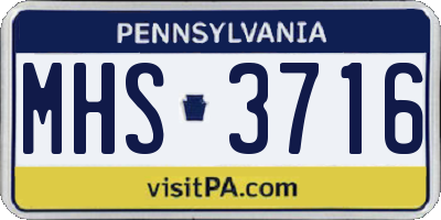 PA license plate MHS3716
