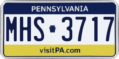 PA license plate MHS3717