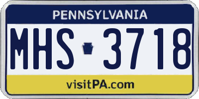 PA license plate MHS3718