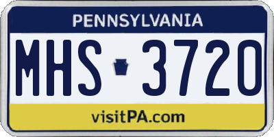 PA license plate MHS3720