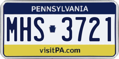 PA license plate MHS3721
