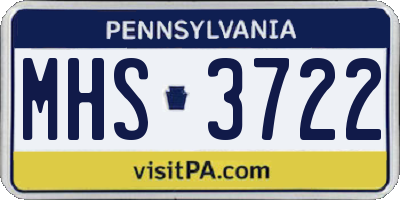 PA license plate MHS3722