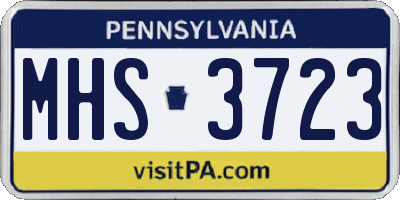PA license plate MHS3723