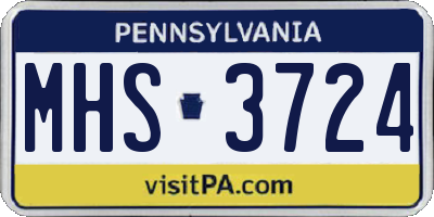 PA license plate MHS3724