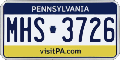 PA license plate MHS3726