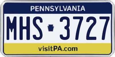 PA license plate MHS3727