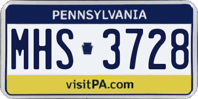 PA license plate MHS3728