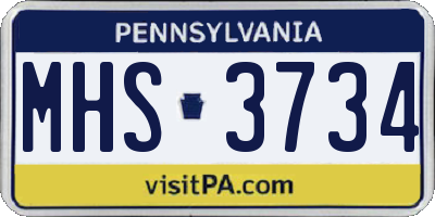 PA license plate MHS3734