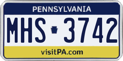 PA license plate MHS3742