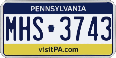 PA license plate MHS3743