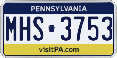 PA license plate MHS3753
